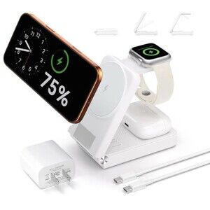 3 in 1 Charging Station, 25W Foldable Magnetic Fast Wireless Charger Stand